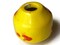 31mm Yellow with Red Spots Banded Round Vintage Macrame Ceramic Porcelain Bead bN2